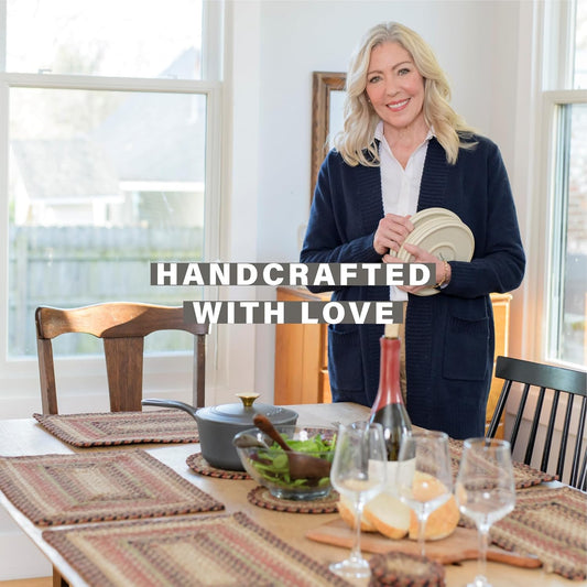 Homespice Gingerbread Dining Placemats, Warm Country Decor, Set of 6, Brown - 13x19 Rectangle Table Mats - Vibrant Colors, Durable, Easy to Clean and Protects Furniture