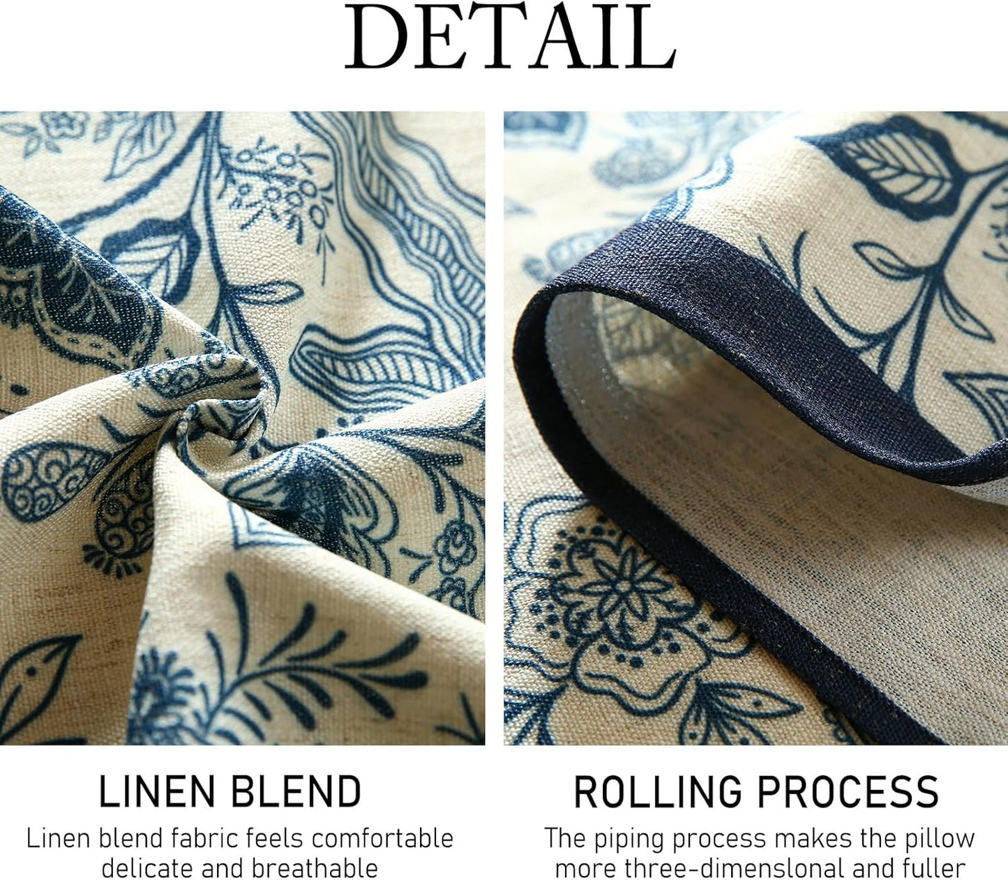 ISAENNE Designer Chinoiserie Elegant Linen Table Runner 87 Inches Long,Blue Floral Pattern Decor Table Runners for Thanksgiving,Dining Room,Banquet,Kitchen Tables,Christmas,12"*87"-Ruyi B