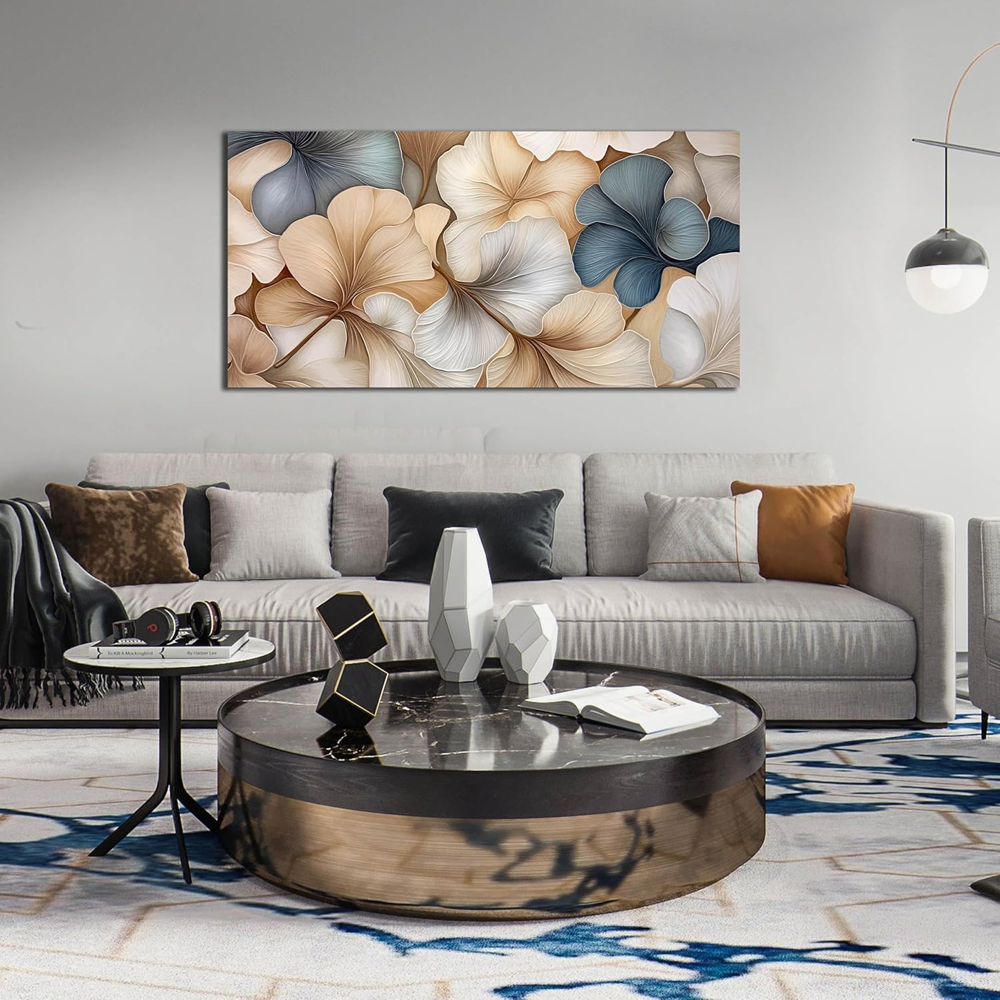 AOZEMI Botanical Wall Art Prints flowers Canvas Leaf Artwork Pictures for Living Room Bathroom Kitchen Decor 24x48 Decorative Wall Art Stylish