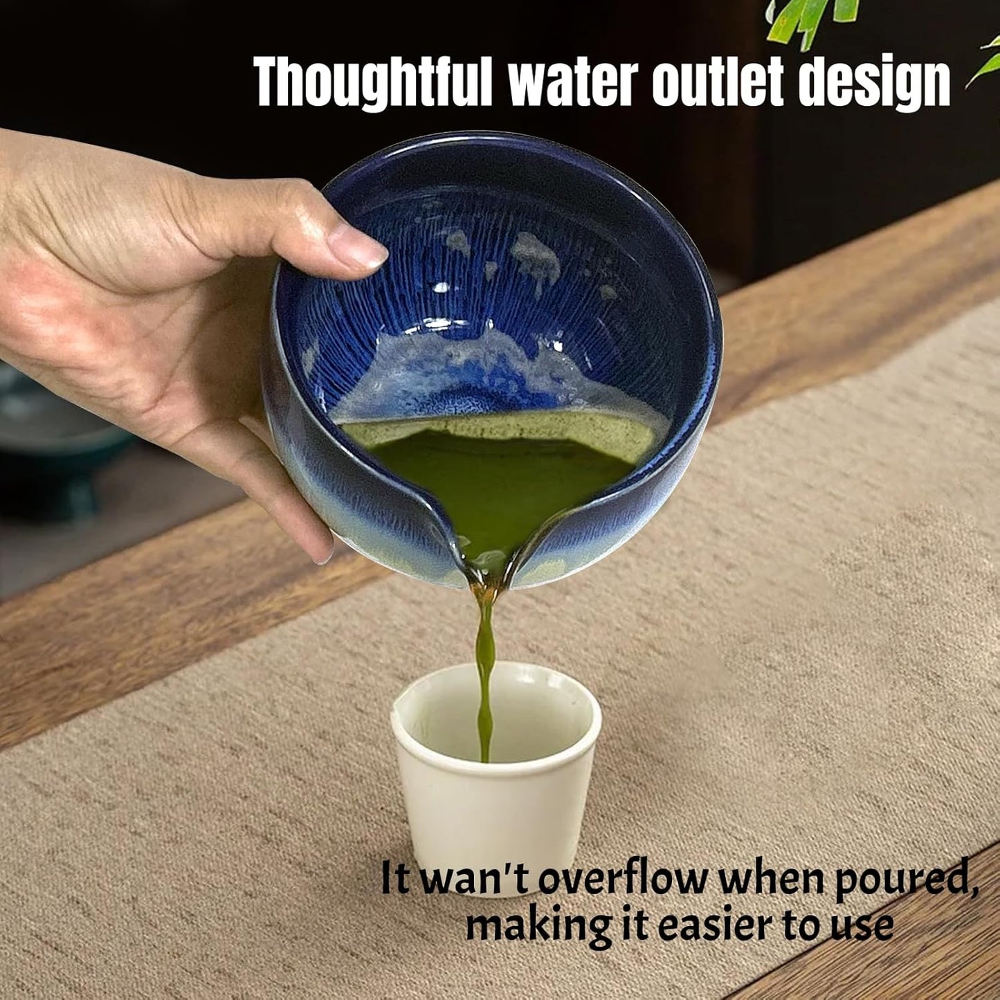 Matcha Whisk Set 6 pc Kit - Traditional Japanese Chasen, Bamboo Whisk Holder, Ceramic Bowl with Spout, Sifter & 2 pc Spoons - matcha kit set, Gift for Matcha Tea Lovers (Gradient Blue)