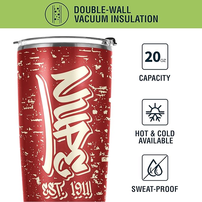 Kappa Alpha Psi Fraternity Paraphernalia - Official Vendor - 20 oz Stainless Steel Insulated Sublimation Tumbler - Nupes