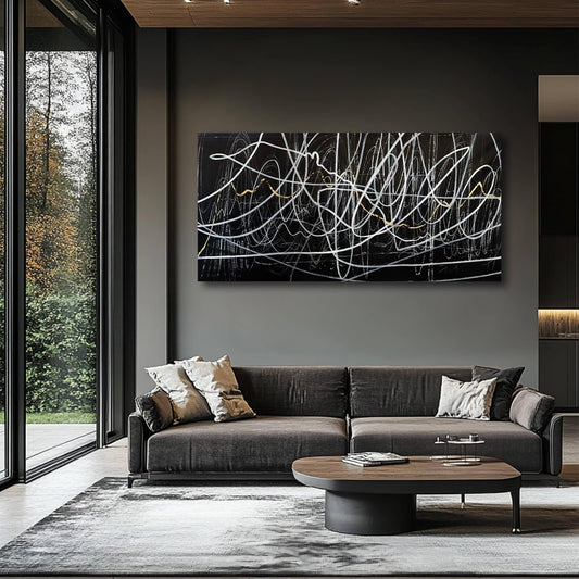 CHUDANHAO Minimalist Canvas Wall Art for Living Room Pictures Wall Decor Graffiti Home Decor Black And White Print Art Abstract Wall Paintings 24"x48"