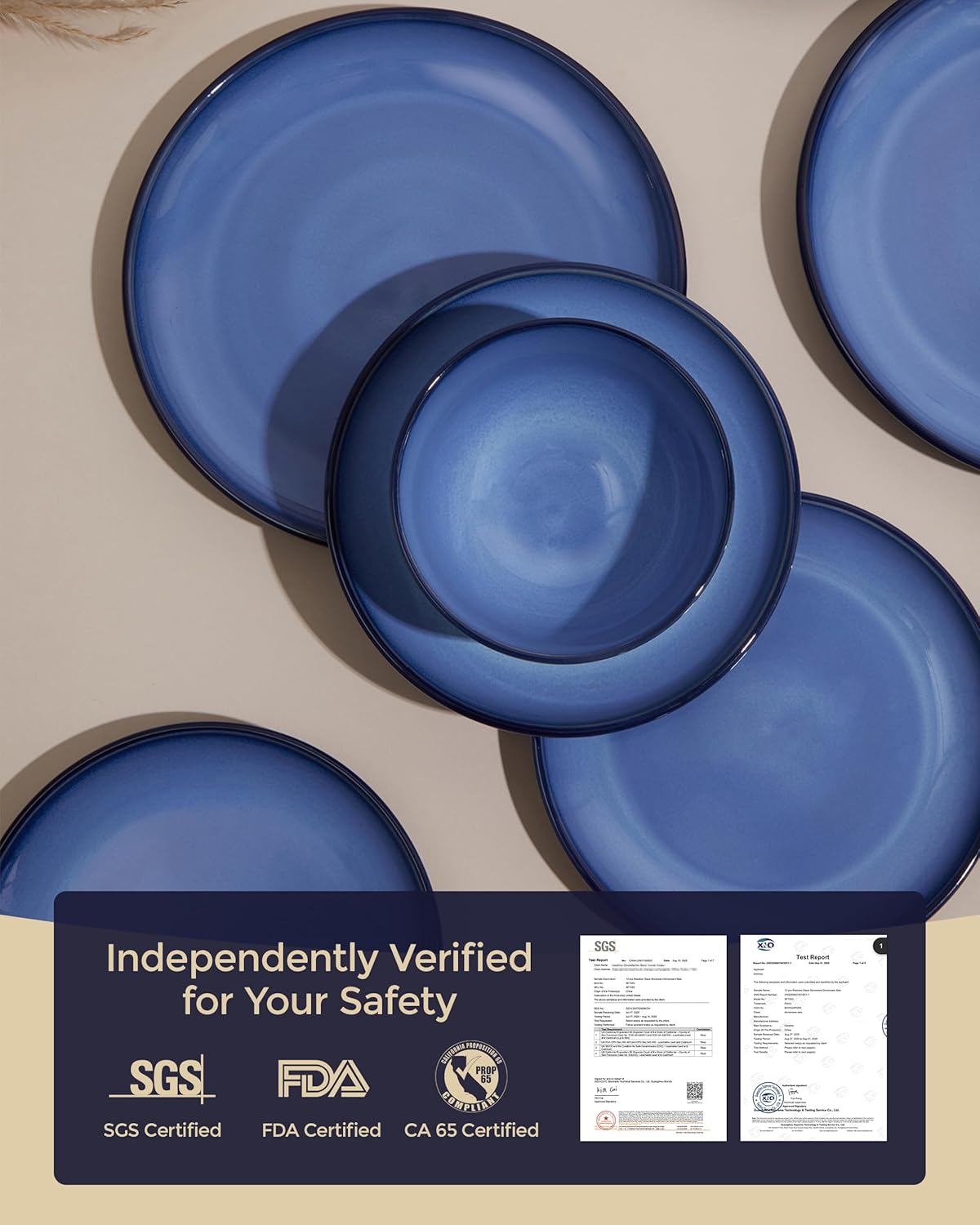 Ceramic Pasta Bowl Set of 4, 32 Oz Large Salad Bowls for Serving, Microwave & Dishwasher Safe Soup Bowls for Kitchen, Light Blue Stoneware Bowl Set