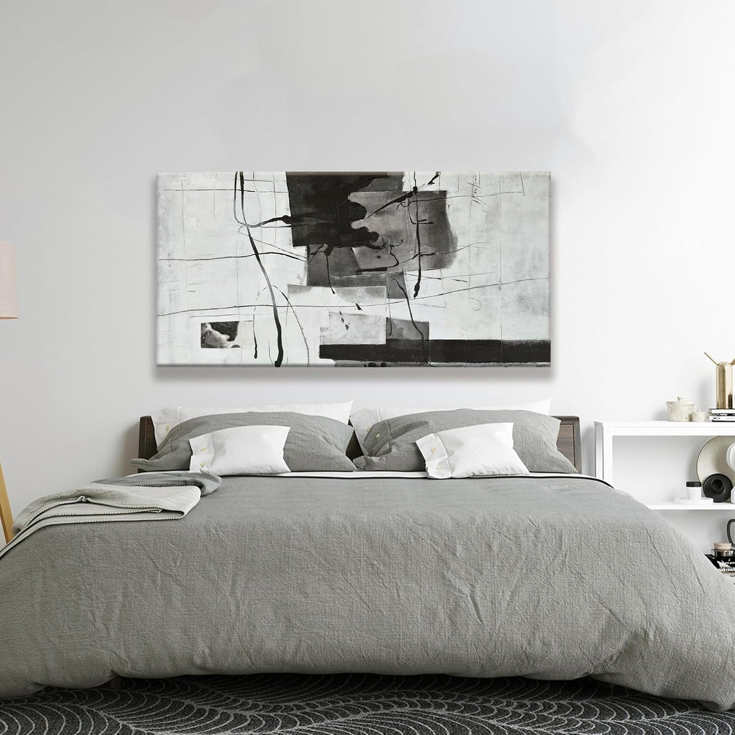 Suconvng Black And White Wall Art Abstract Wall Decor Modern Artwork Canvas Prints Picture Canvas Art Wall Decor Modern Wall Artwork Bedroom Living Room Office Decoration Ready To Hang 24"X48"