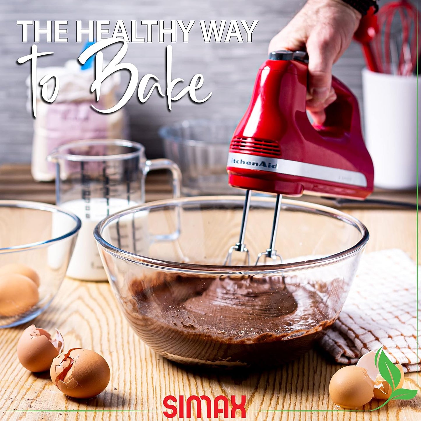 SIMAX Large Glass Mixing Bowl, 3.6 Qt Large Glass Bowl, Oven Safe Bowls, Borosilicate Glass Serving Bowls, Big Clear Glass Mixing Bowls for Cooking, Baking, Salad and Bread