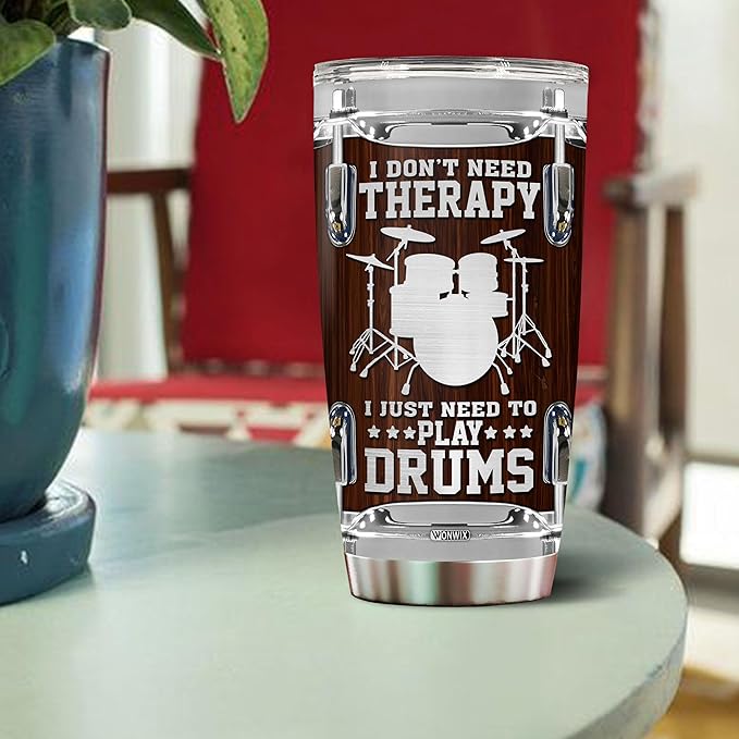 Personalized Drummer Gifts for Men Gift for Drummers Drum Players 20oz Travel Cup Coffee Mug Stainless Steel Insulated Tumbler with Lid Gift for Music Lovers