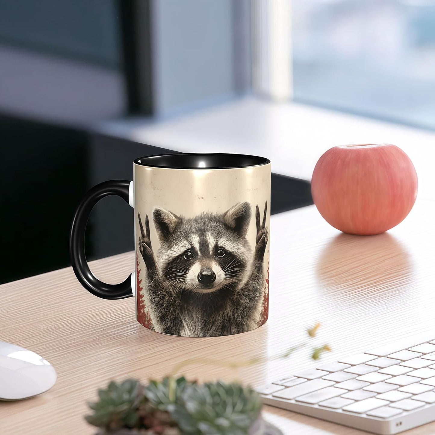 FyLybois Raccoon Coffee Mug Ceramic Coffee Cup with Handle Microwave Safe for Home or Office Gifts for Women and Men
