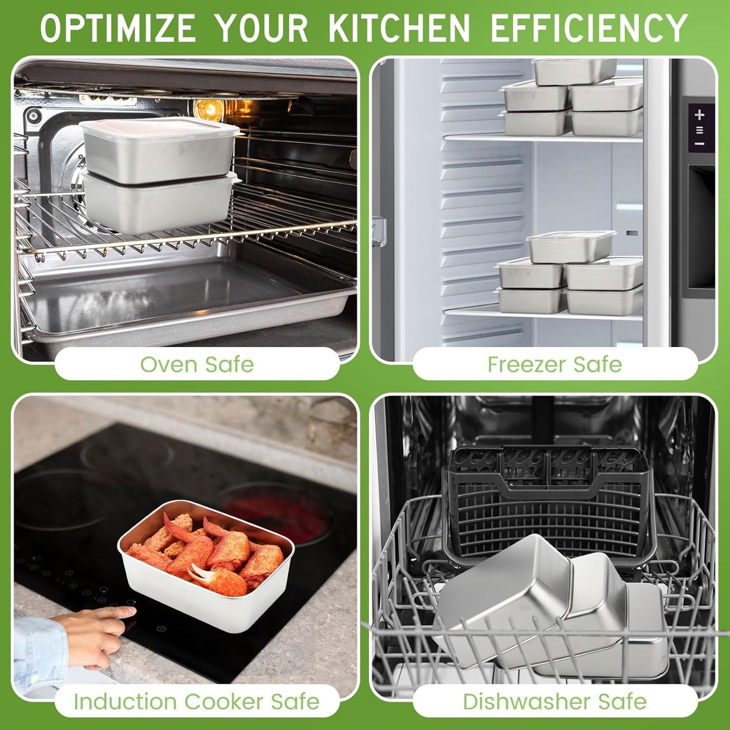 12 Pcs Stainless Steel Food Storage Containers with clear Lids, 37 oz Metal Lunch Bento Box, Lightweight Stackable Easy Open Meal Prep Container for Kitchen Picnic, Freezer & Dishwasher Safe