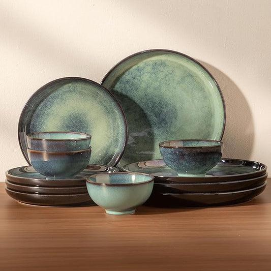 Dinnerware sets plates and bowls sets modern plates stoneware dinnerware set Plates and Bowls Set for 4, 12 Pieces Dishes,Microwave and Dishwasher Safe Tableware (style - 4, 4 - Set (12pcs))