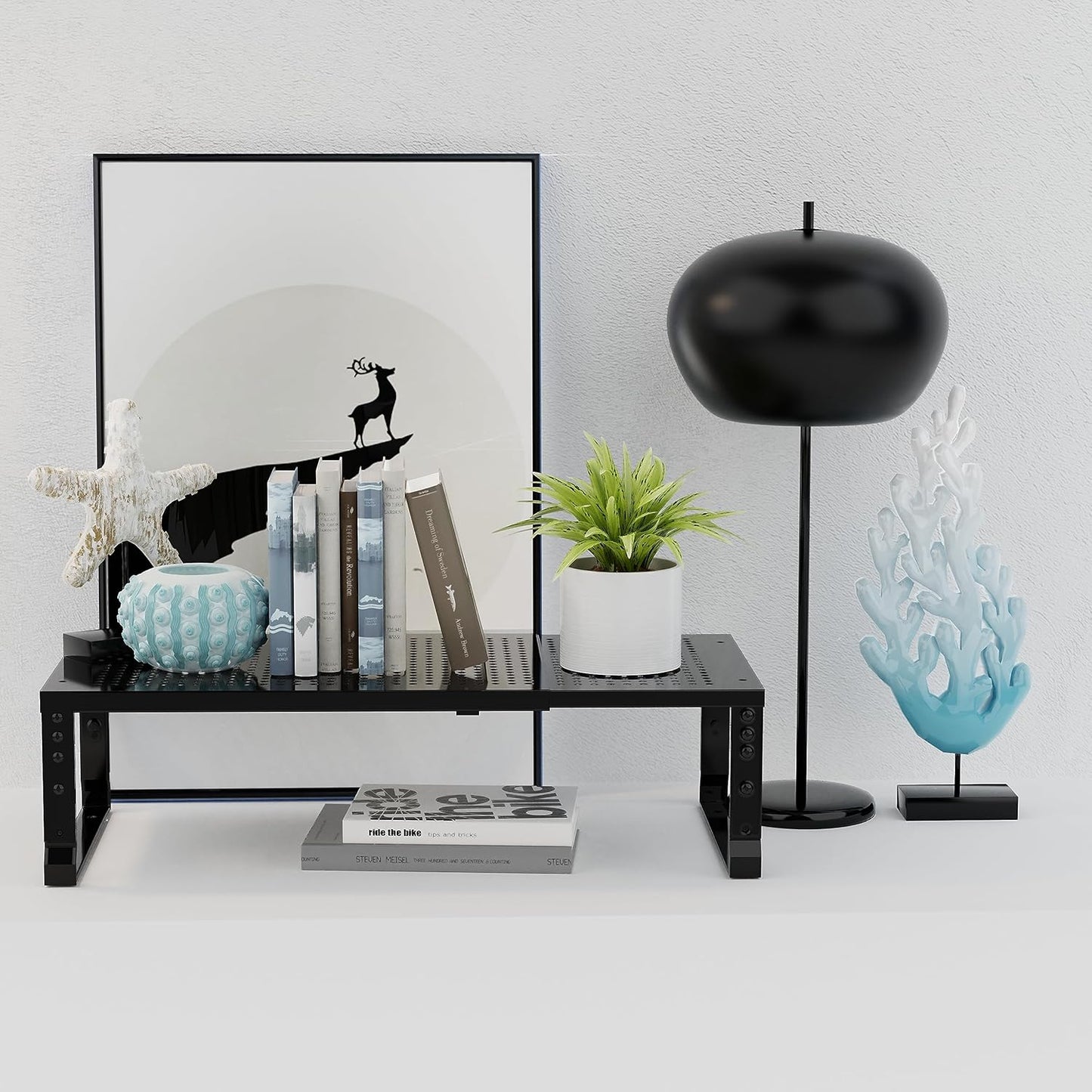 Expandable Adjustable Stackable Kitchen Organizer, Spice Rack,Metal Pantry Storage Shelves Racks,Counter Shelf for Cabinets, Countertop, Cupboard (3 Packs/Medium/Black)