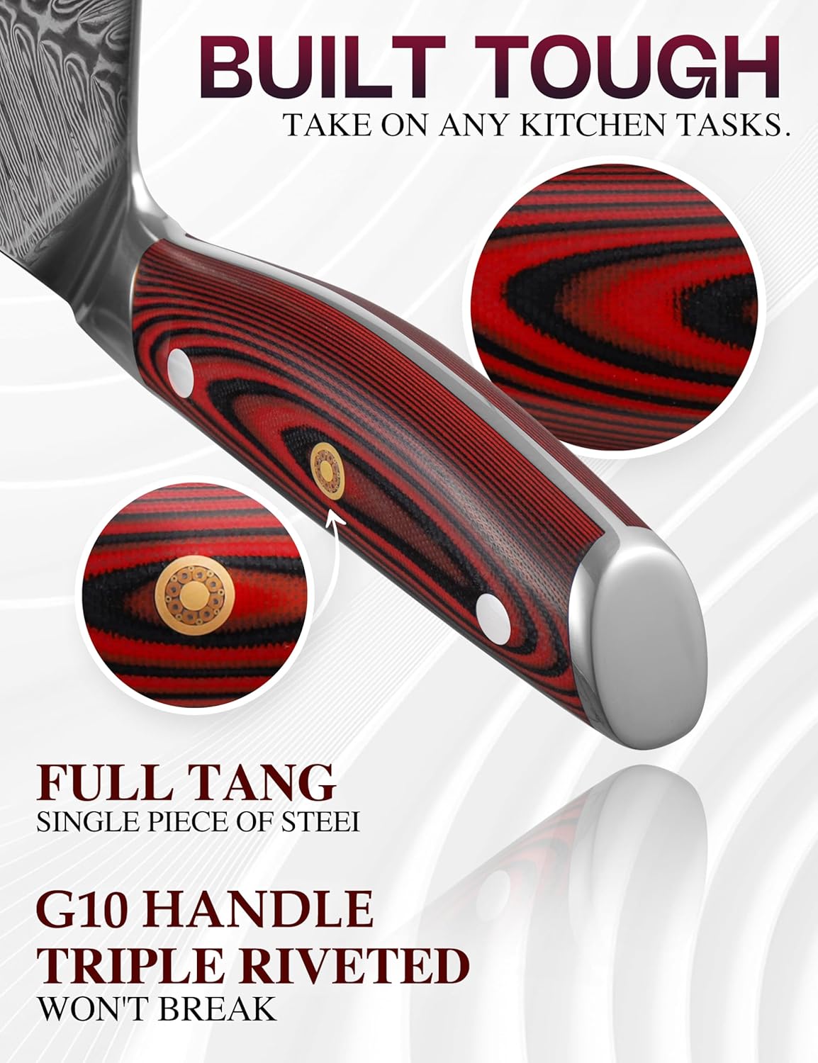 WILDMOK Damascus Chef Knife, 8 Inch Professional chef's knives, Japanese Ultra Sharp Kitchen Knife Full Tang G10 Handle, Japanese damascus knife Including Gift Box