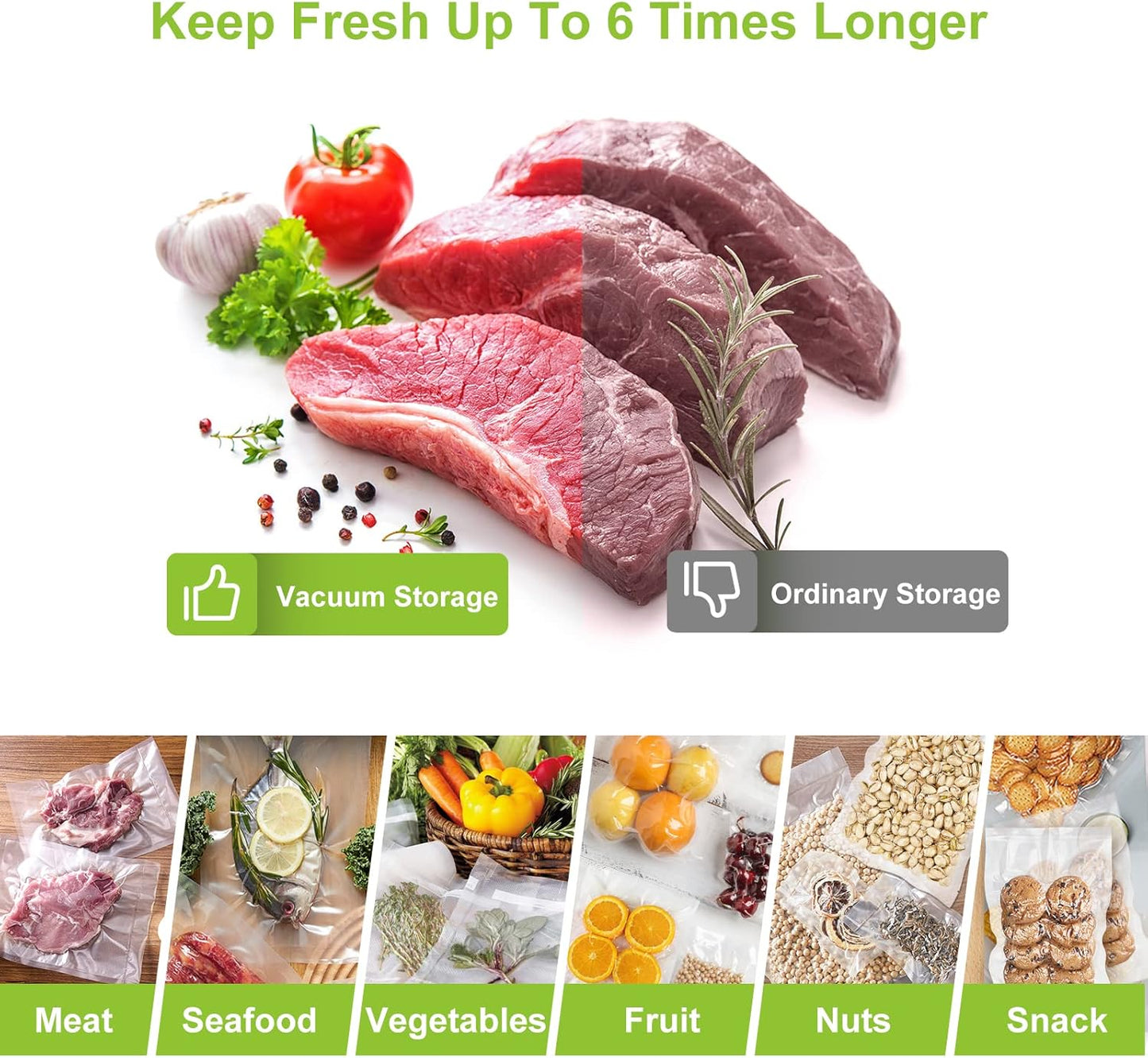 Bonsenkitchen Vacuum Sealer Bags, 11" x 20' Rolls 2 Pack for Food Storage Saver, Bpa Free, Heavy Duty, Commercial Grade Textured Food Roll, Customized Size Bag for Sous Vide Cooking, VB3207