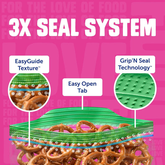 Ziploc Snack Bags with EasyGuide Texture, Small Plastic Storage Bags with Grip 'N Seal Technology, 280 Total (Pack of 9)