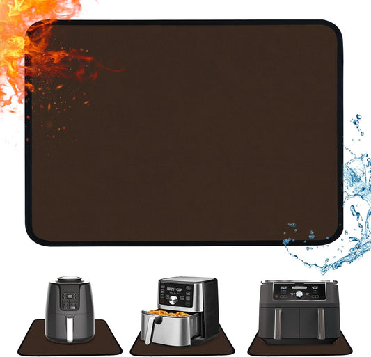 Heat Resistant Mat for Air Fryer, 16 x 24in Countertop Protector, Fireproof Silicone Appliance Slider for Coffee Maker, Toaster, Oven - Brown
