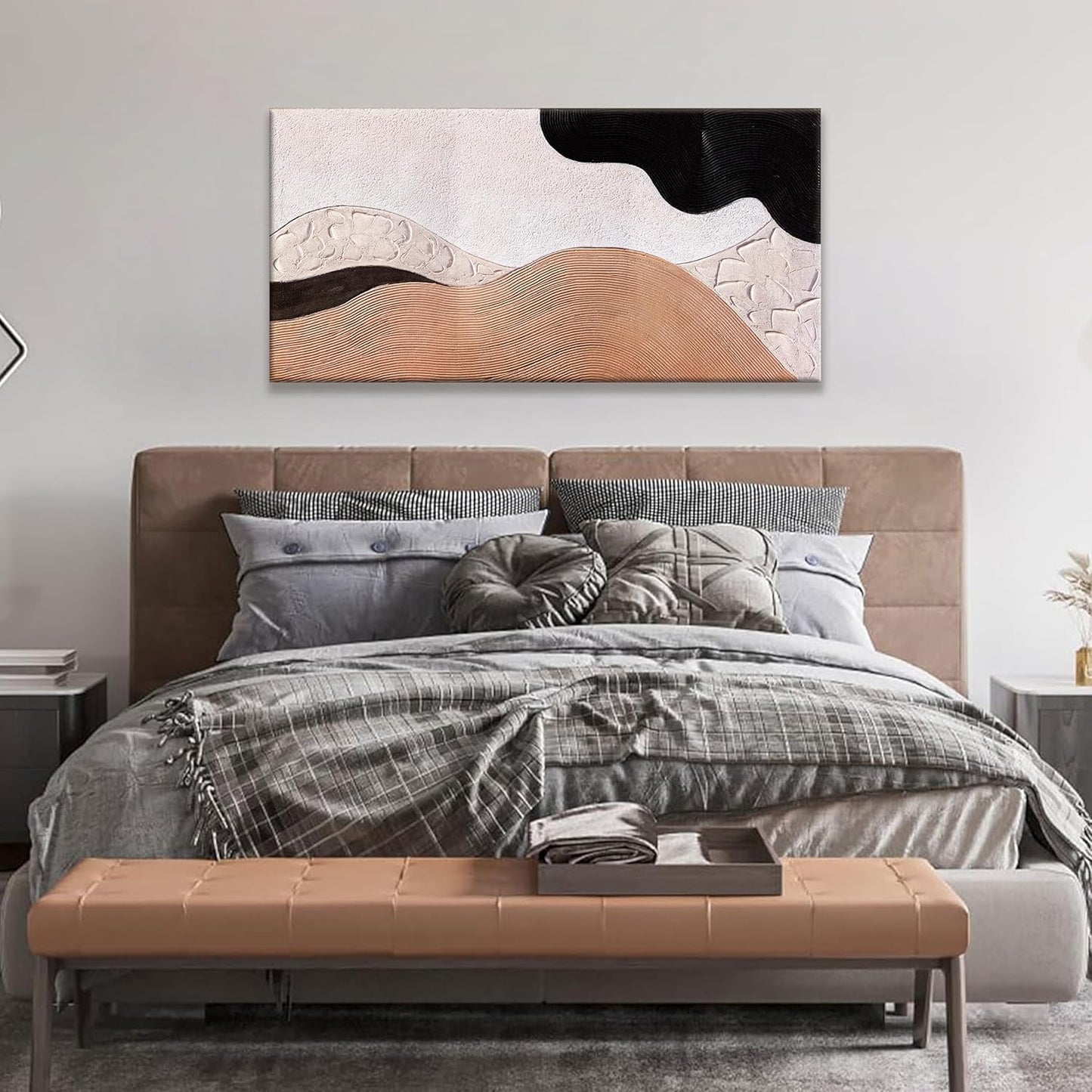 Abstract Wall Art Modern Minimalist Canvas Art Wall Decor Artwork Brown Abstract Wall Decor Canvas Painting Black Wall Decoration Picture For Bedroom Bathroom Office Artwork 20"X40"