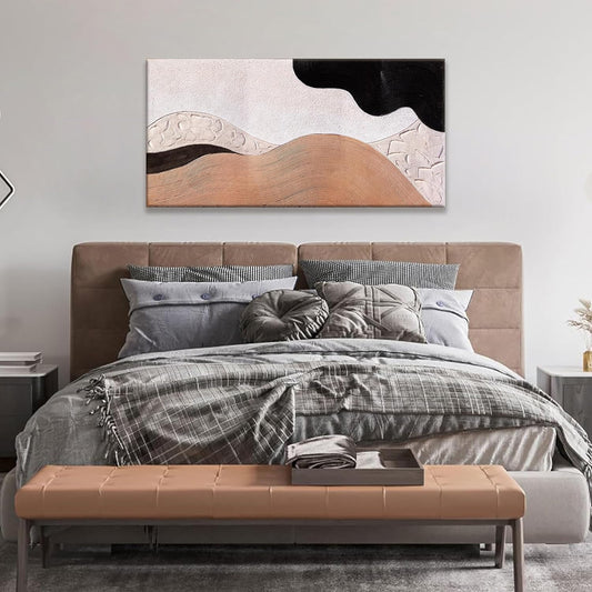 Abstract Wall Art Modern Minimalist Canvas Art Wall Decor Artwork Brown Abstract Wall Decor Canvas Painting Black Wall Decoration Picture For Bedroom Bathroom Office Artwork 20"X40"