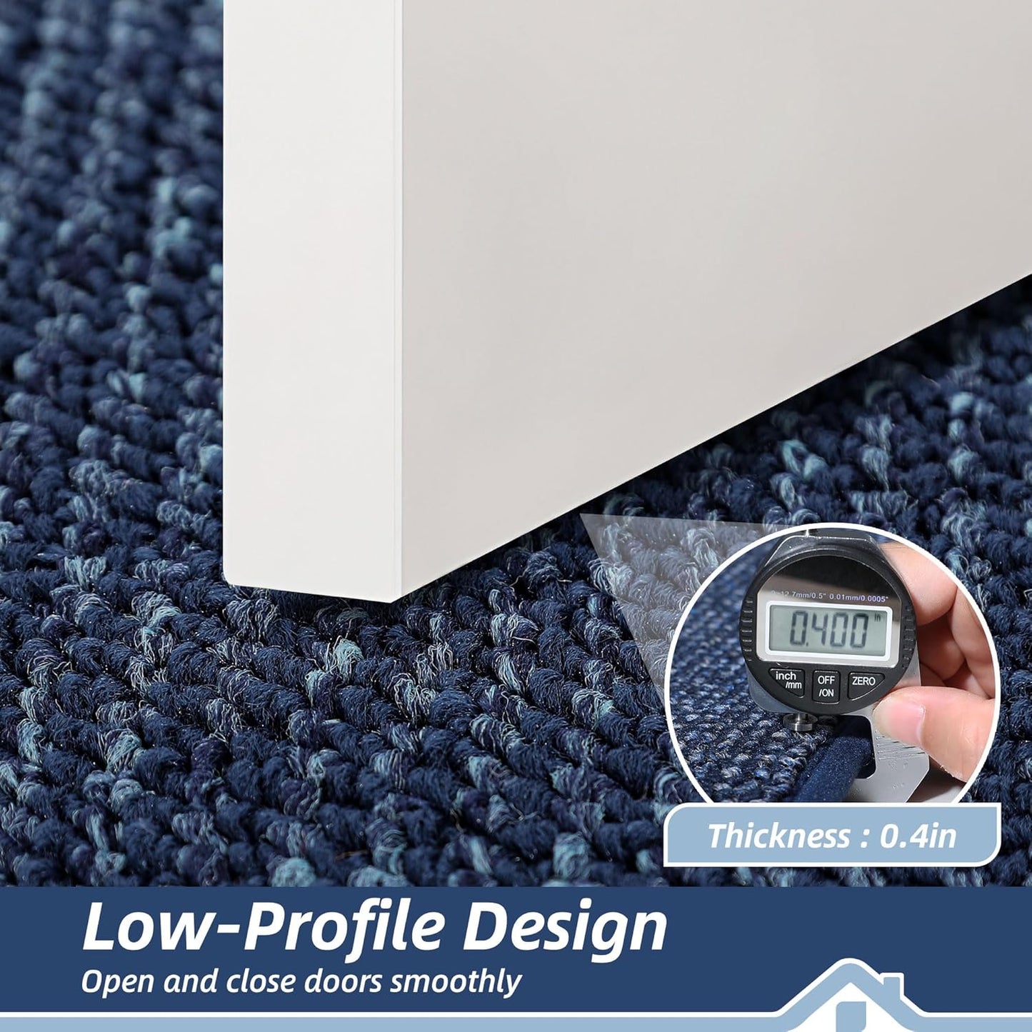 BEQHAUSE Dirt Trapper Door Mat 32" x 48", Non-Slip Washable Doormats Entrance Mat, Dirt Resistant and Absorbent Welcome Mat, Low Profile Floor Mats for Front Back Door and Entryway, Blue