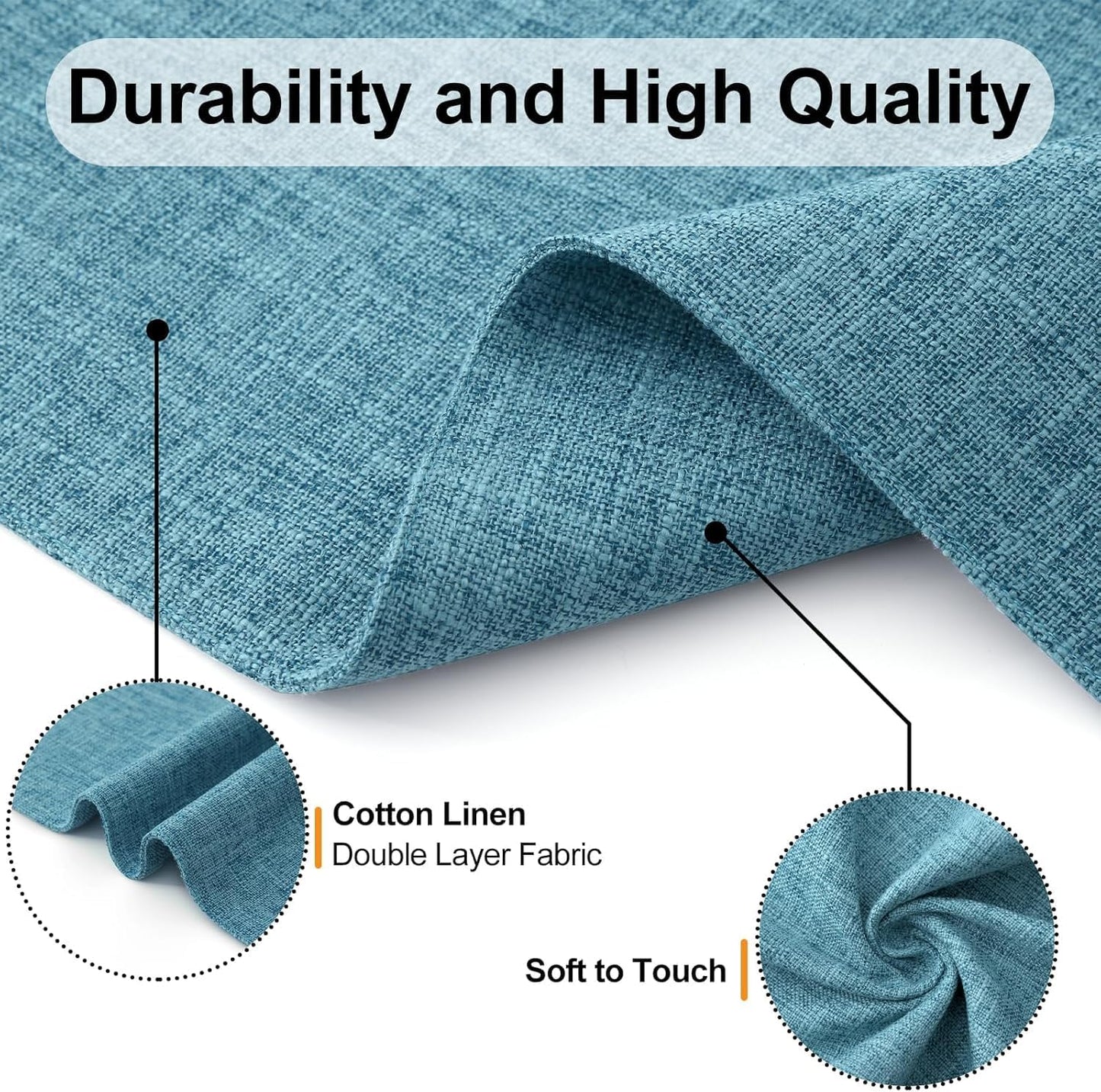 Homaxy Cloths Placemats for Dining Table Set of 8, Heat Resistant Washable Cotton Linen Blend Table Mats, Easy to Clean Place Mats for Indoor Outdoor Party Kitchen Decoration, 13" x 19", Aqua