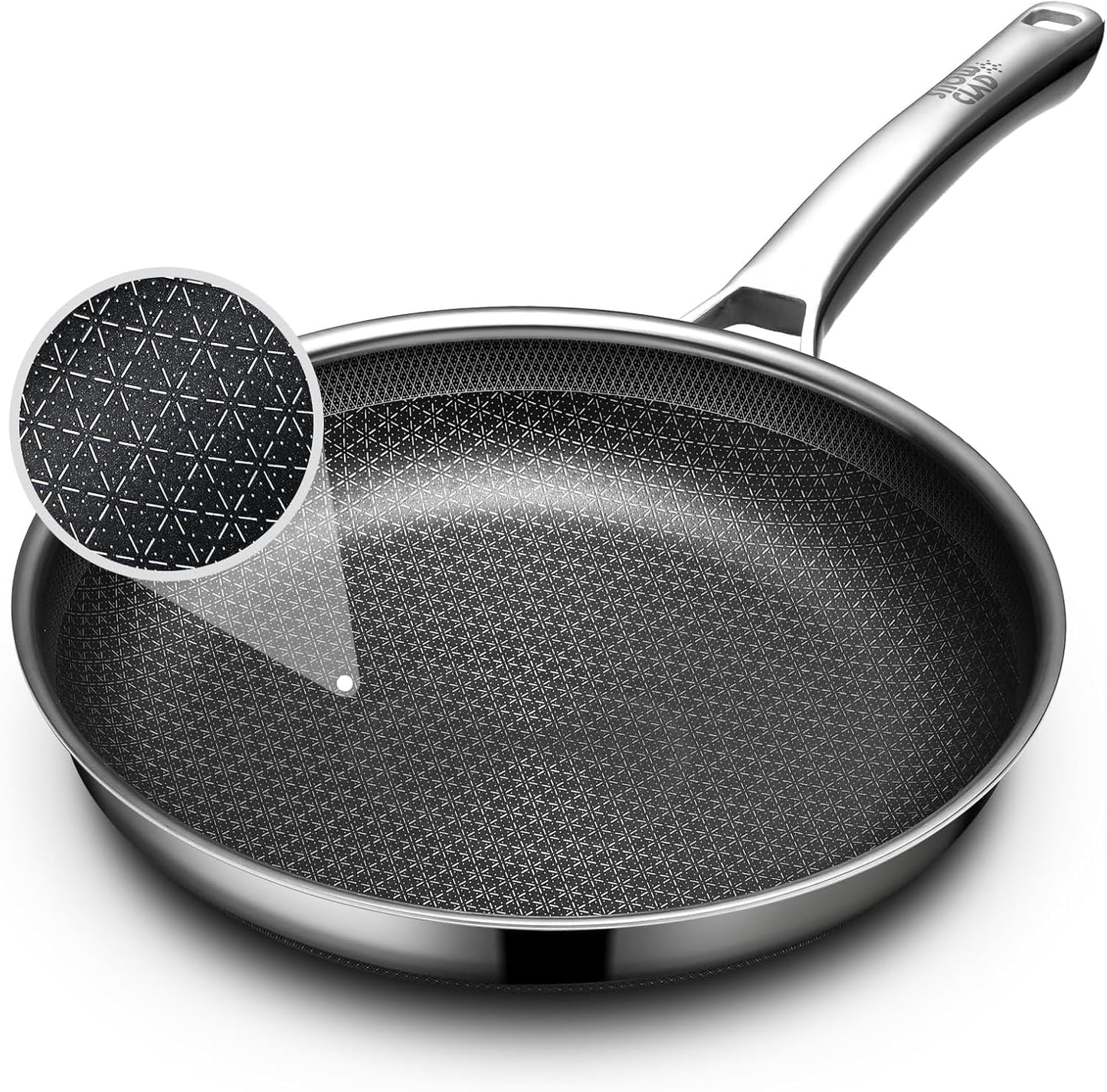 Non Stick Frying Pans 12 inch, Hybrid Frying Pans Nonstick,non stick Stainless Steel Skillets, Dishwasher and Oven-Safe Chef Pan, Induction Compatible Pan, PFOA Free Cookware