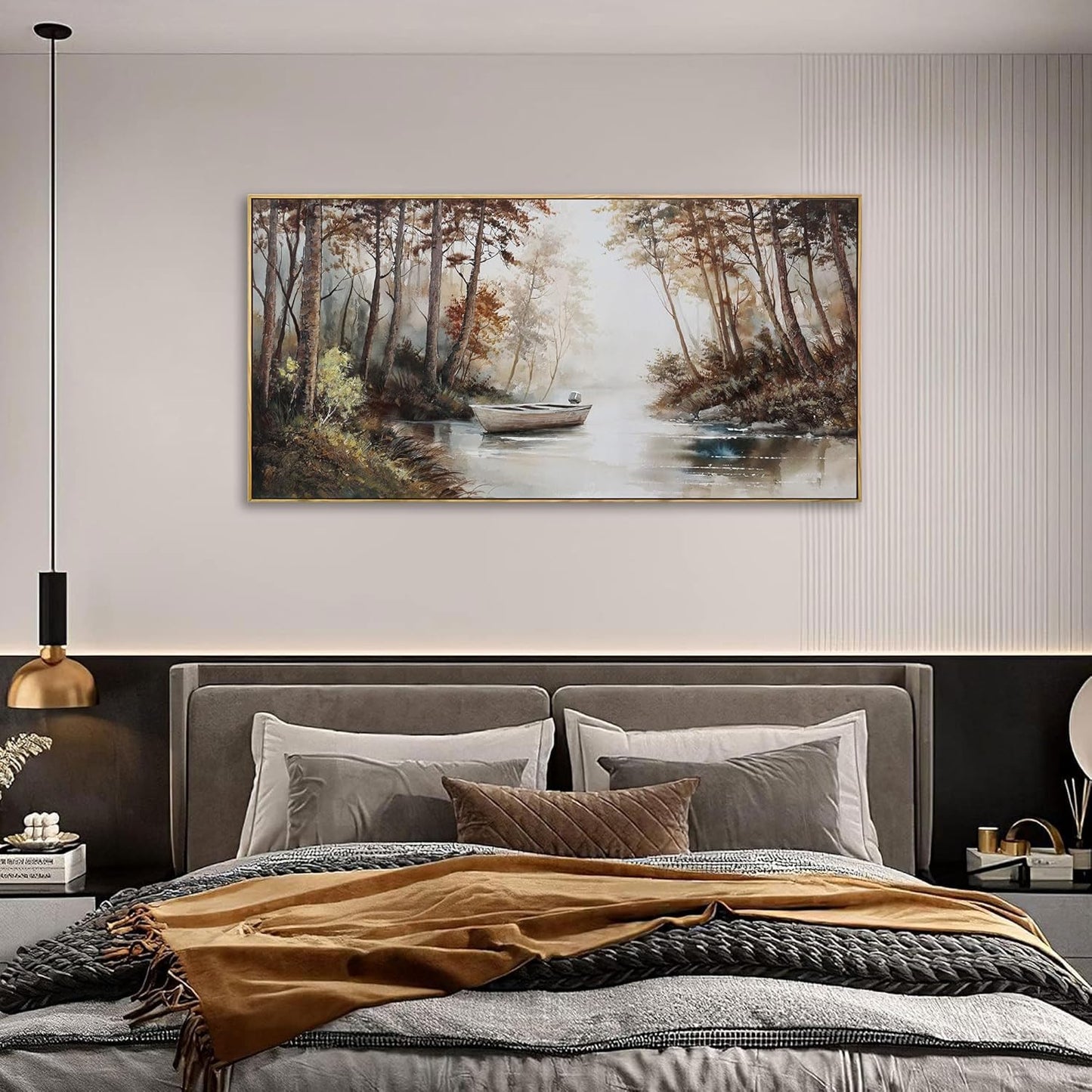 KLAKLA Vintage Framed Wall Art - Paintings with Frame Canvas Antique Wall Decor Retro Landscape Tree Picture for Living Room Prints Artwork for Walls Bedroom Office Home Decoration - 40x20 Inches