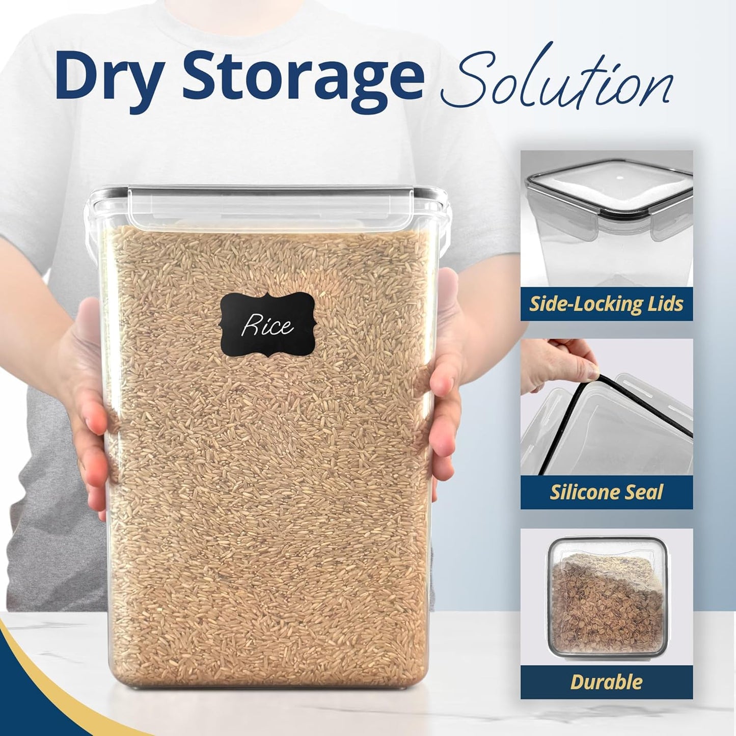 Reli. 8.5L Airtight Food Storage Containers with Lids (2 Sets) Kitchen Organizers and Storage Containers, Pantry Organizers | BPA Free Plastic XXL Set w/ 2 Measuring Cups, 6 Labels, Pen