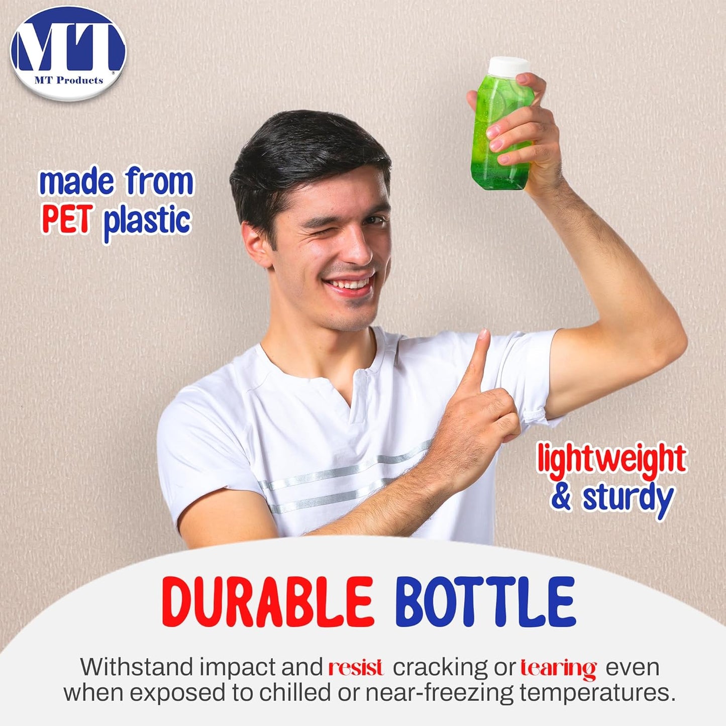 MT Products PET Plastic Juice Bottles 8 oz. - Clear Take-out Containers (Pack of 12) - Made in USA