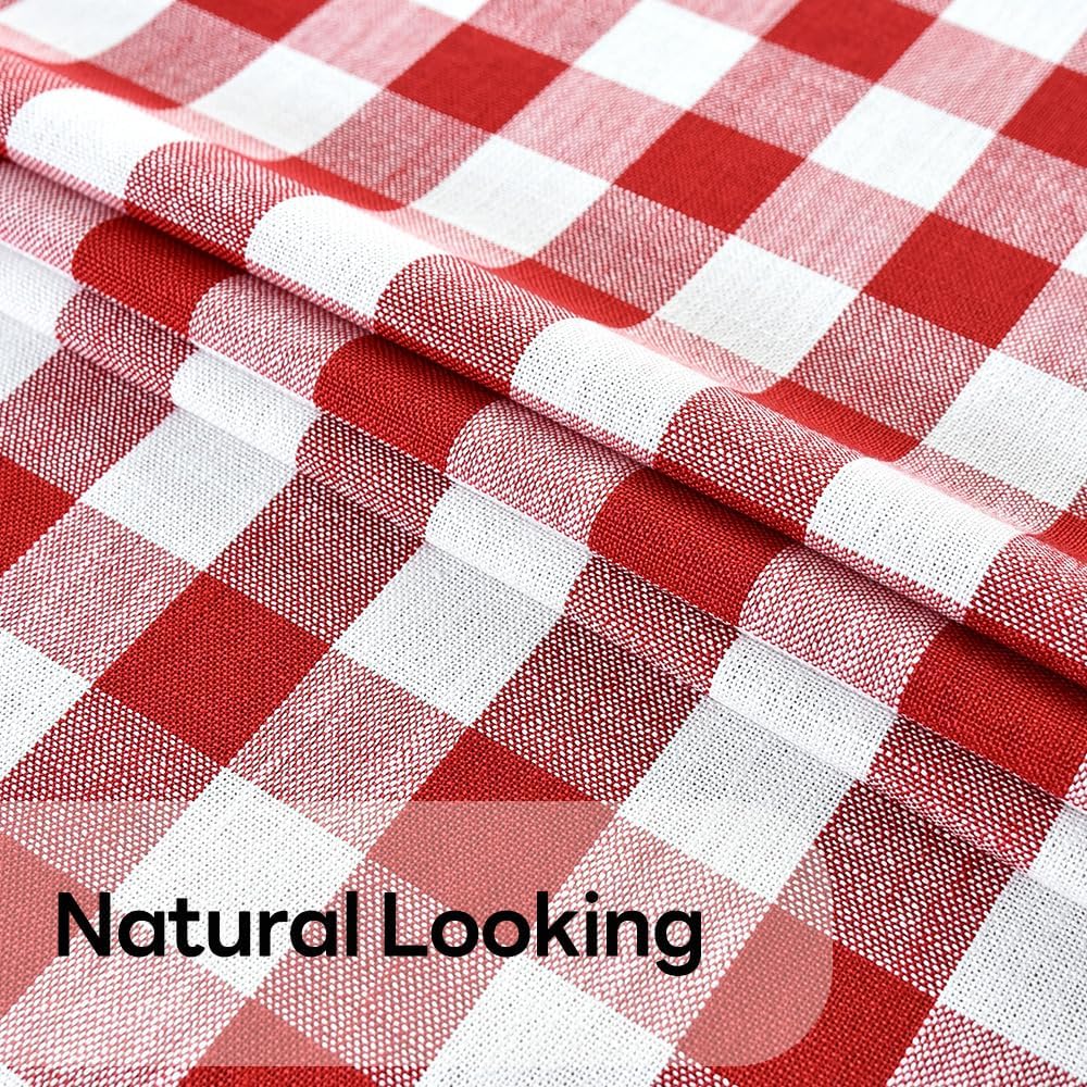 Gingham Tablecloth Rectangle Table Cloth Heavy Duty Cotton Checkered Table Cover for Spring Picnic Kitchen Dining(C-Red, 52x52 inch)