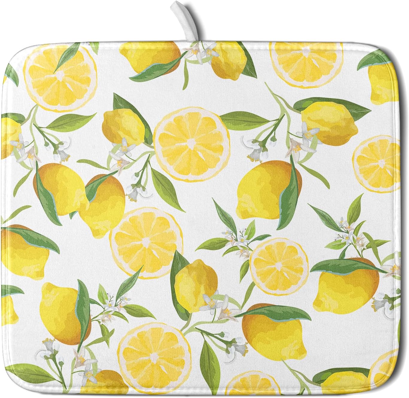 Lemon Dish Drying Mats for Kitchen Counter 16×18 Inch Watercolor Lemon Small Microfiber Drying Mat Kitchen Accessories Dish Rack Mat Drainer Pad Washable Absorbent