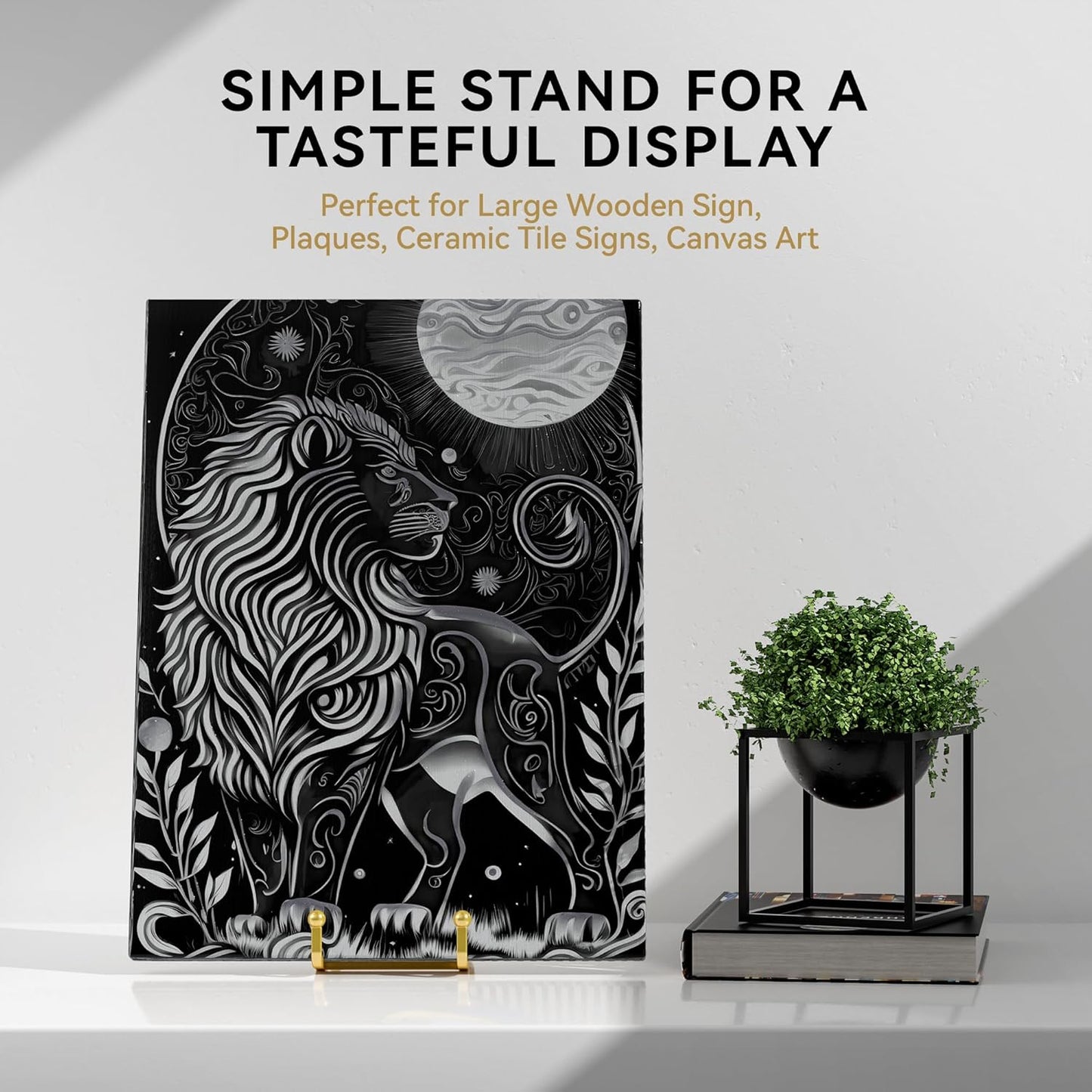 10 Inch Large Plate Stands for Display - Metal Plate Holder Display Stand + Picture Stand for Book, Platter, Plaque, Photo Frame, Small Easels for Tabletop Art(Gold 2 Pack)