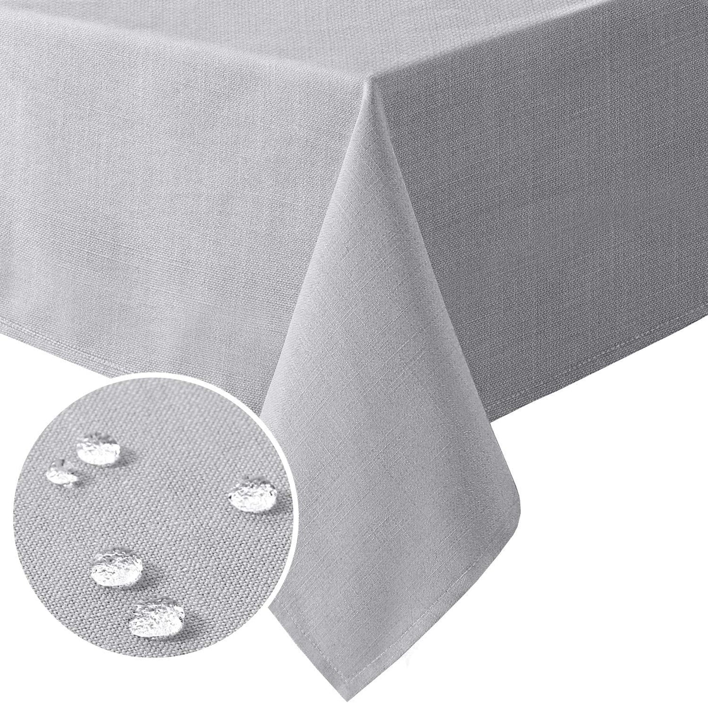 H.VERSAILTEX Linen Textured Table Cloths 60 x 84 Inch Premium Solid Tablecloth Spill-Proof Waterproof Table Cover for Dining Buffet Feature Extra Soft and Thick Fabric Wrinkle Free, Grey