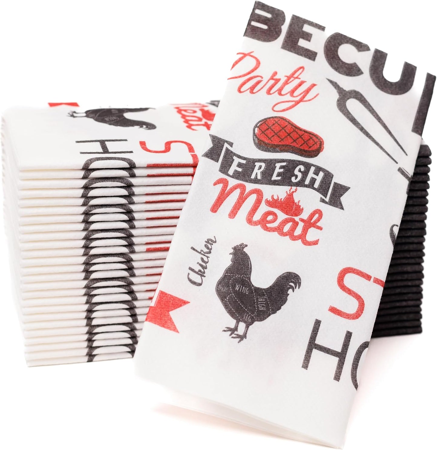 AMERICAN HOMESTEAD Paper Napkins - BBQ Disposable Linen-Like Dinner Napkins - Restaurant-Quality Table Serviettes for Weddings, Parties, and Events - 15.75" x 15.75" - 50 Count