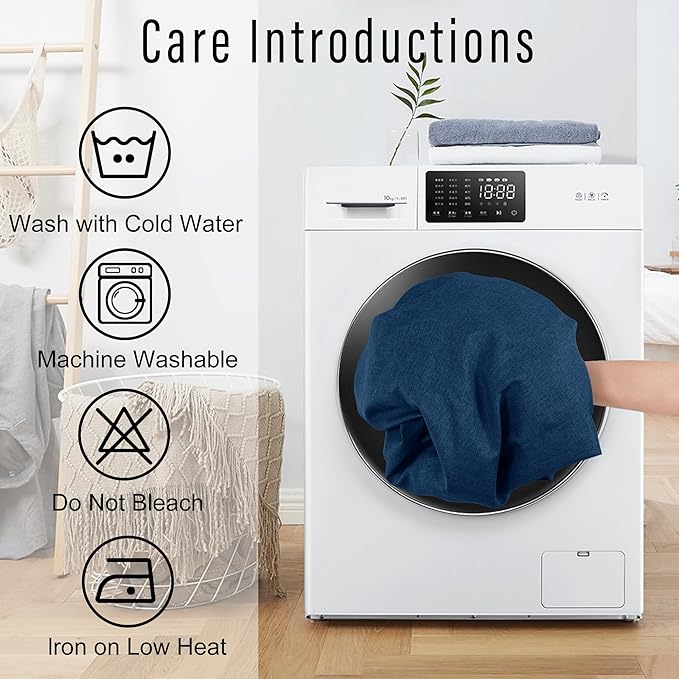 DWCN Rectangle Faux Linen Tablecloth - Waterproof Spill-Proof Wrinkle and Stain Resistant Table Cloth Washable Decorative Farmhouse Table Cover for Kitchen Dining Party, 60 x 84 Inch, Navy Blue