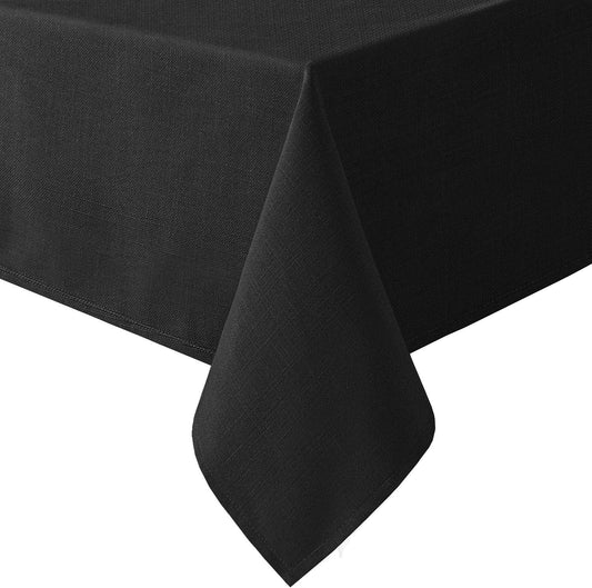 H.VERSAILTEX Linen Textured Table Cloths 54 x 108 Inch Premium Solid Tablecloth Spill-Proof Waterproof Table Cover for Dining Buffet Feature Extra Soft and Thick Fabric Wrinkle Free, Black