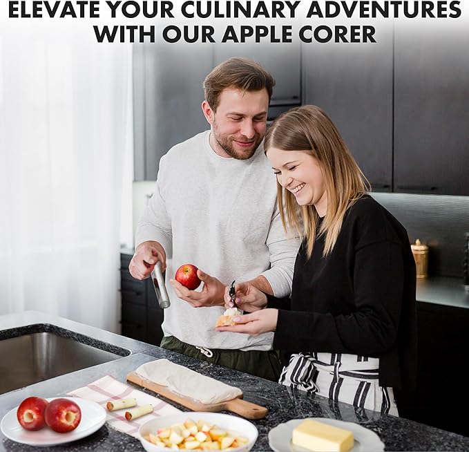 Zulay Kitchen Premium Apple Corer Tool - Ultra Sharp, Stainless Steel, Serrated Blades for Easy Coring - Easy to Use & Clean, Durable Apple Corer Remover for Baking Apples & More - 2 Pack Black & Red