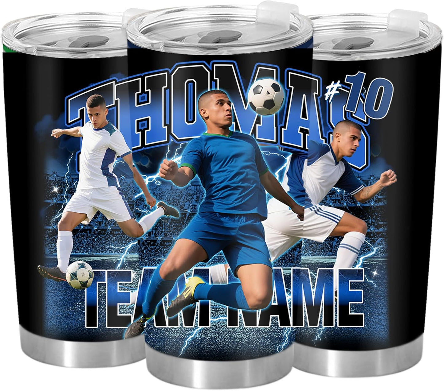YESCUSTOM Personalized Tumbler With Photos For Soccer Lover Boyfriend Stainless Steel Travel Mug Insulated