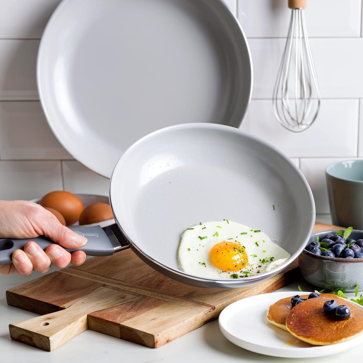 GreenPan Dover Healthy Ceramic Nonstick, 10" Frying Pan Skillet, PFAS-Free, Dishwasher Safe, Comfort Grip Handle, Grey