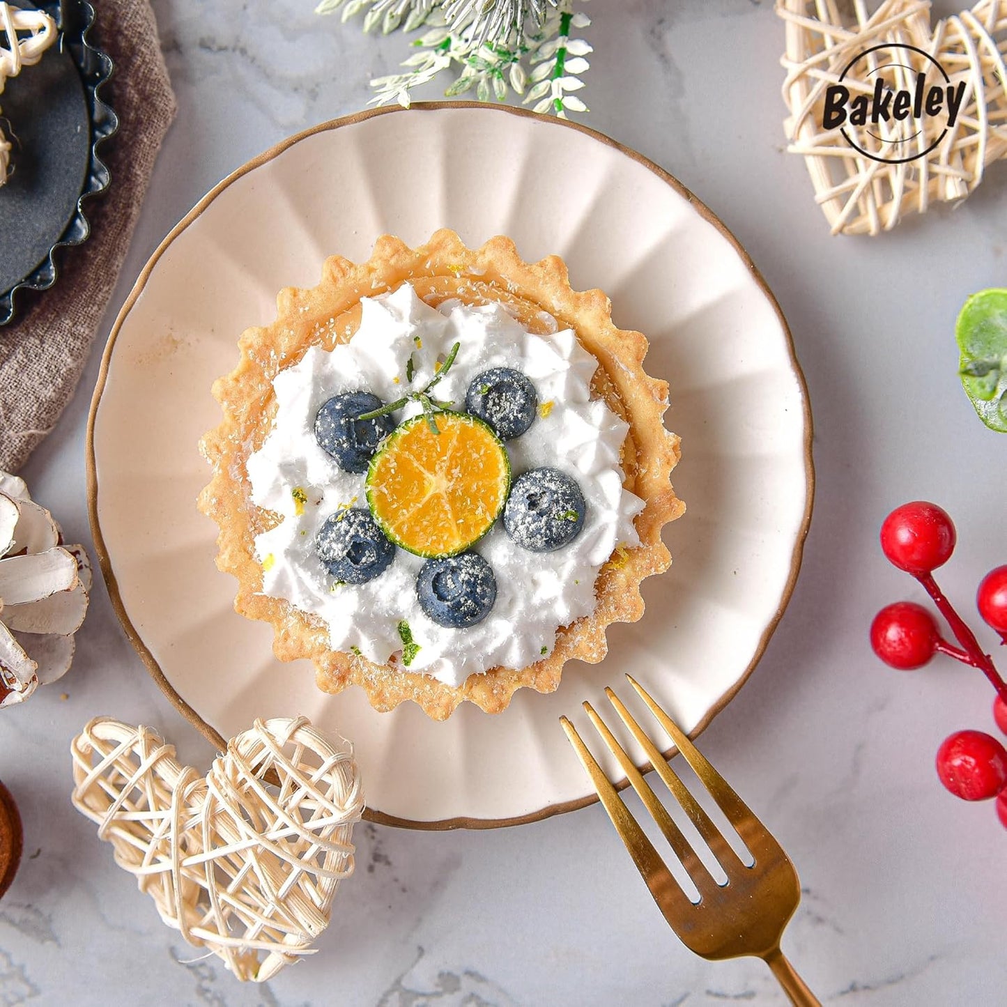 Mini Tart Pan Set, 4-Inch 4pcs with Removable Loose Bottom Non-Stick Round Quiche Bakeware for Oven and Instant Pot Baking (Black)