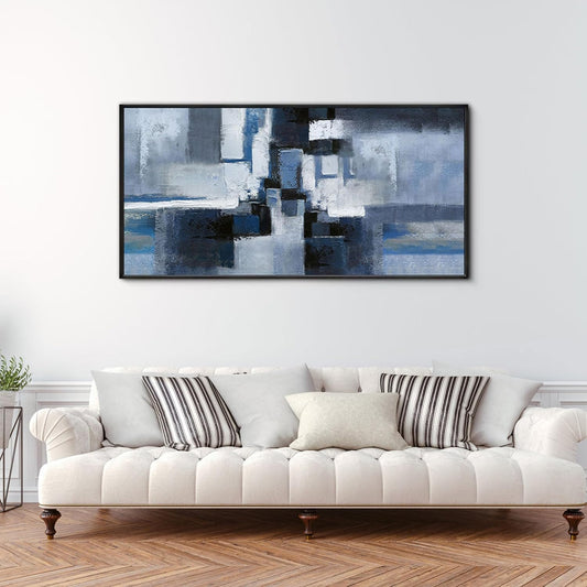 KLAKLA Large Abstracr Wall Art - Blue and Black Canvas Picture for Living Room Office Wall Decor Bedroom Art Framed Artwork Modern Wall Decoration 58x29 Inches