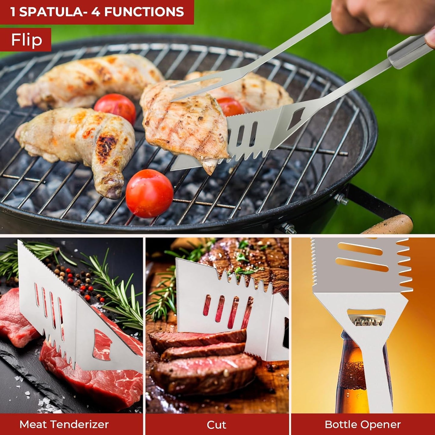 Grilling Accessories, BBQ Accessories, 15Pcs Grill Set, Grill Tools, Grill Accessories with Carrying Bag, Stainless Steel Grill Utensils Set, Grill Kit for Outdoor Camping, Grill Gifts for Men Father