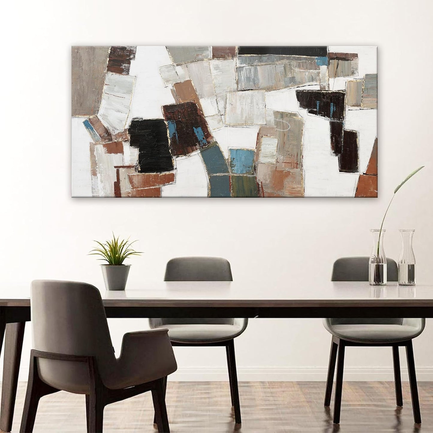 Dimpaga Abstract Wall Art Pictures for Living Room Wall Decor Modern Wall Art Decor Minimalist Geometric Line Artwork for Walls Textured Wall Art Prints Bedroom Office Decor 24"X48"