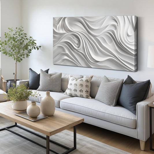 AOZEMI Abstract Canvas Art Wall Decor Modern White Wall Art Prints Large White Artwork for Walls Bedroom Office Kitchen Wall Decor 24" X 48"