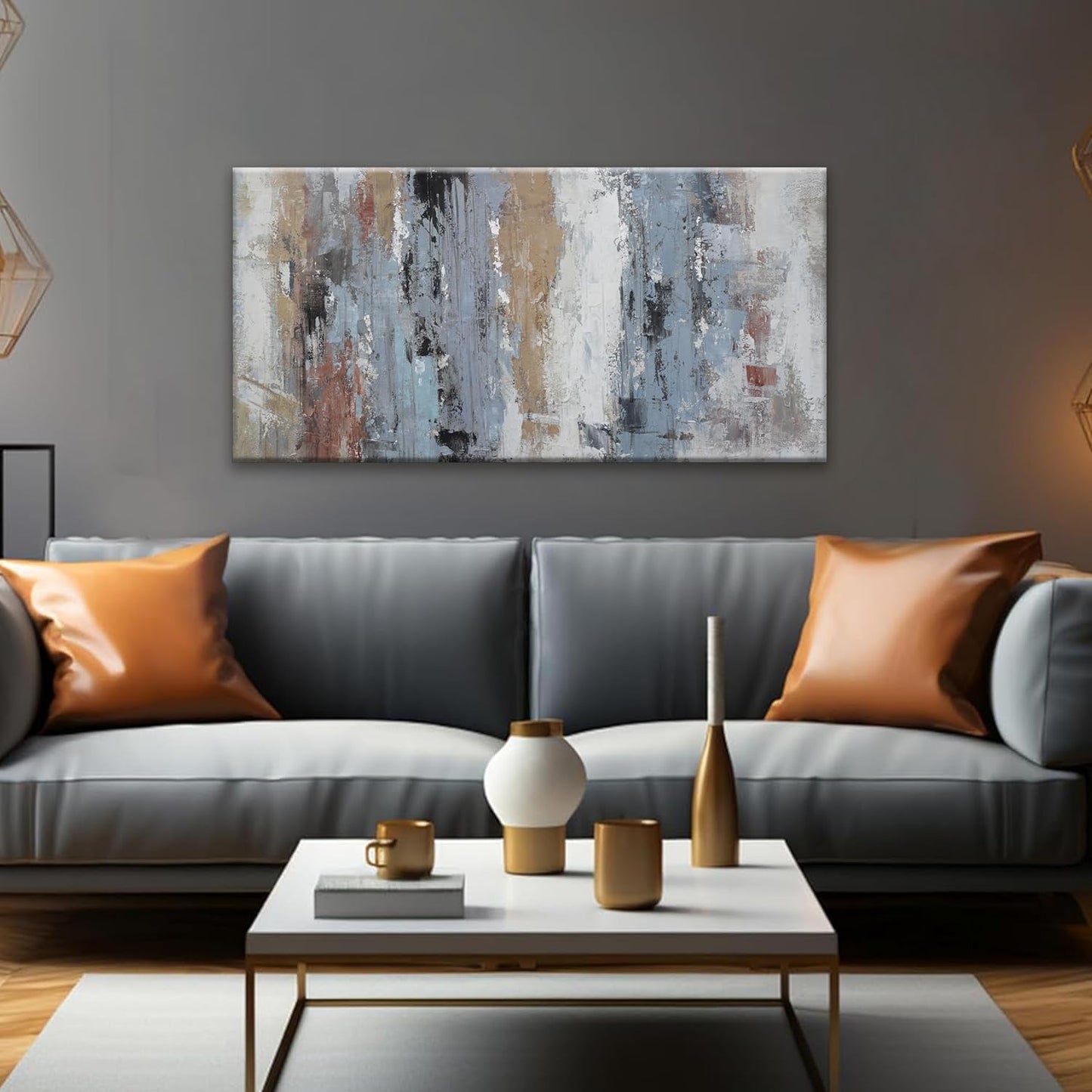 YISXINOAG Colorful Abstract Canvas Art Wall Decor Painting Home Wall Decor 20x40 Inch Decorations Blue Brown And White Wall Art Office Decor Colorful Canvas Picture Artwork For Bedroom Kitchen