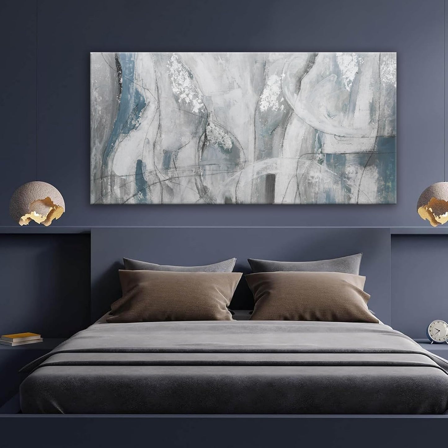 Abstract Wall Art For Living Room Canvas Art Wall Decor Blue Eclectic Decor Modern Canvas Wall Prints Abstract Wall Decor Suitable For Bedroom Apartment Office Dining Room Can Be Hung 24" X 48"