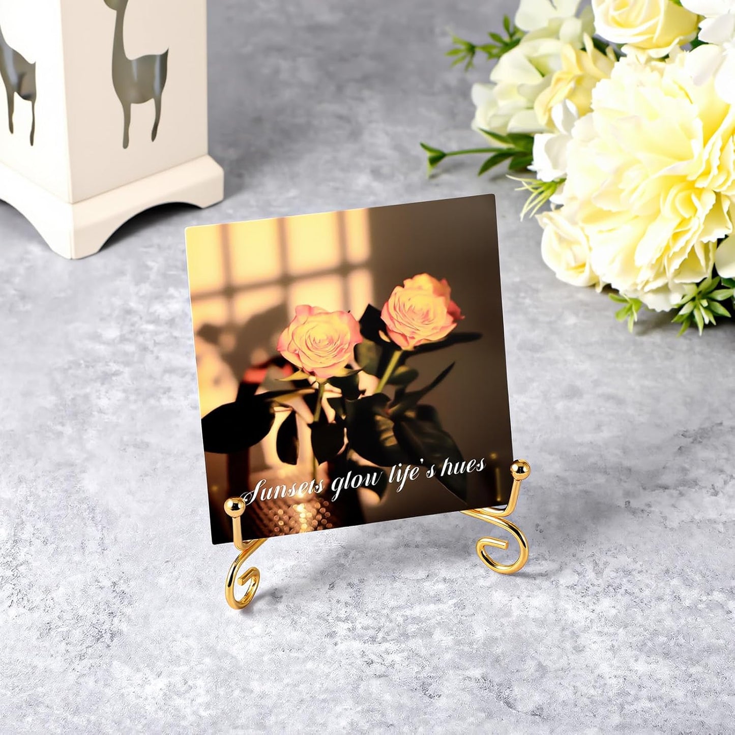 2PCS Plate Holder Easel Display Stand 4 Inch Gold Iron Tabletop Picture Stand for Display Photo Frames Decorative Plates Card for Home and Office Decor