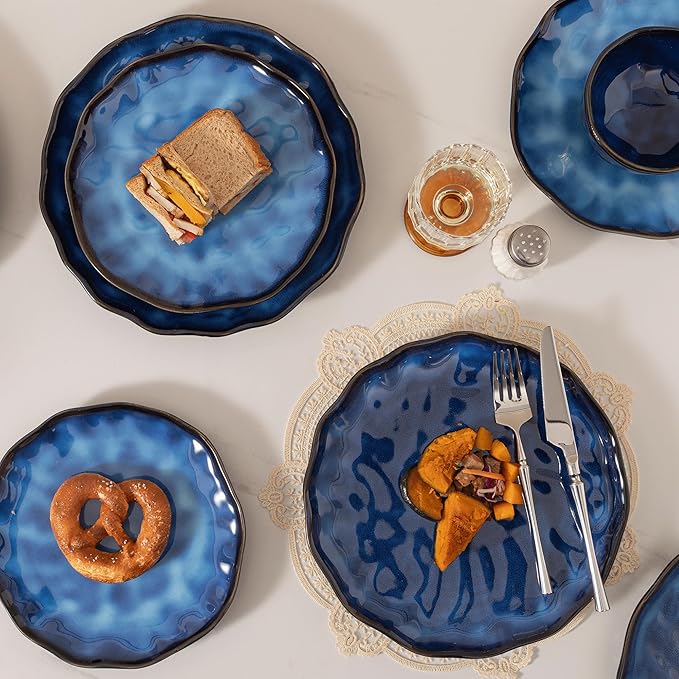 Dinnerware sets plates and bowls sets modern plates,Ceramic Dinnerware Sets,12 Pieces Porcelain Lightweight Plates,Scratch Resistant Dish Set (style - 4, 4 - Set (12pcs))