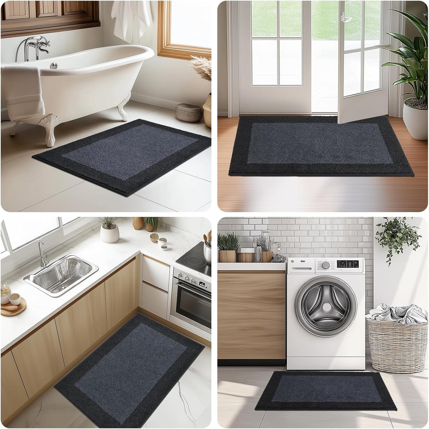 Machine Washable Kitchen Rug 24" x 96", Non Slip Kitchen Mat for Floor, Absorbent Entrance Runner Rug for Bedroom, Hallway, Bathroom, Door (Roll Packing)