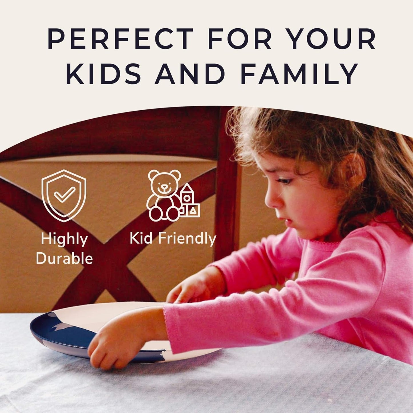 Melamine Dinner Plates | Durable Unbreakable Melamine Plate | Shatter-Proof and Chip-Resistant | Dishwasher Safe, BPA Free | Lightweight Dinnerware Set of 4 | Perfect for Parties, Picnics, BBQ | 11 In