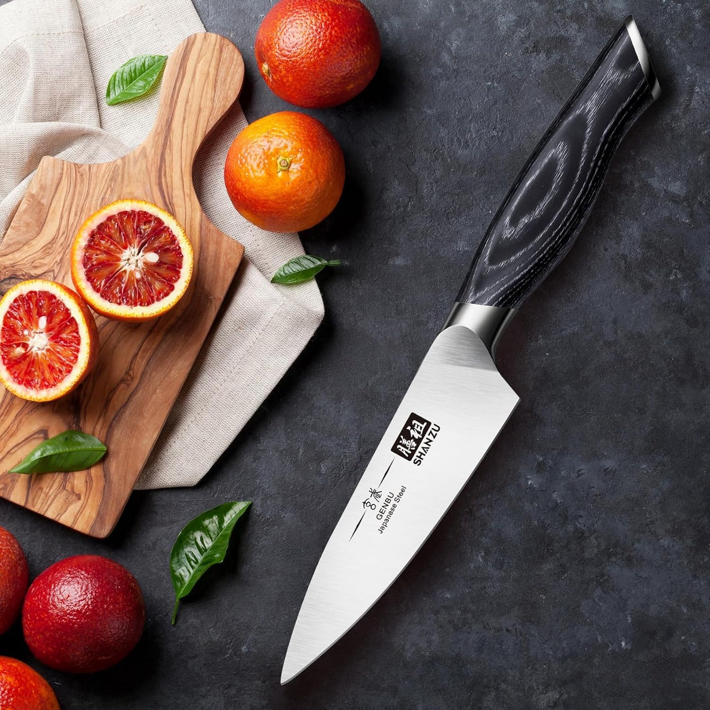 SHAN ZU 3.75 Inch Paring Knife, Japanese Super Steel Professional Fruit Knife, Ultra Sharp Carving Knife with K133 Ergonomic Handle, Black Tortoise Genbu Series