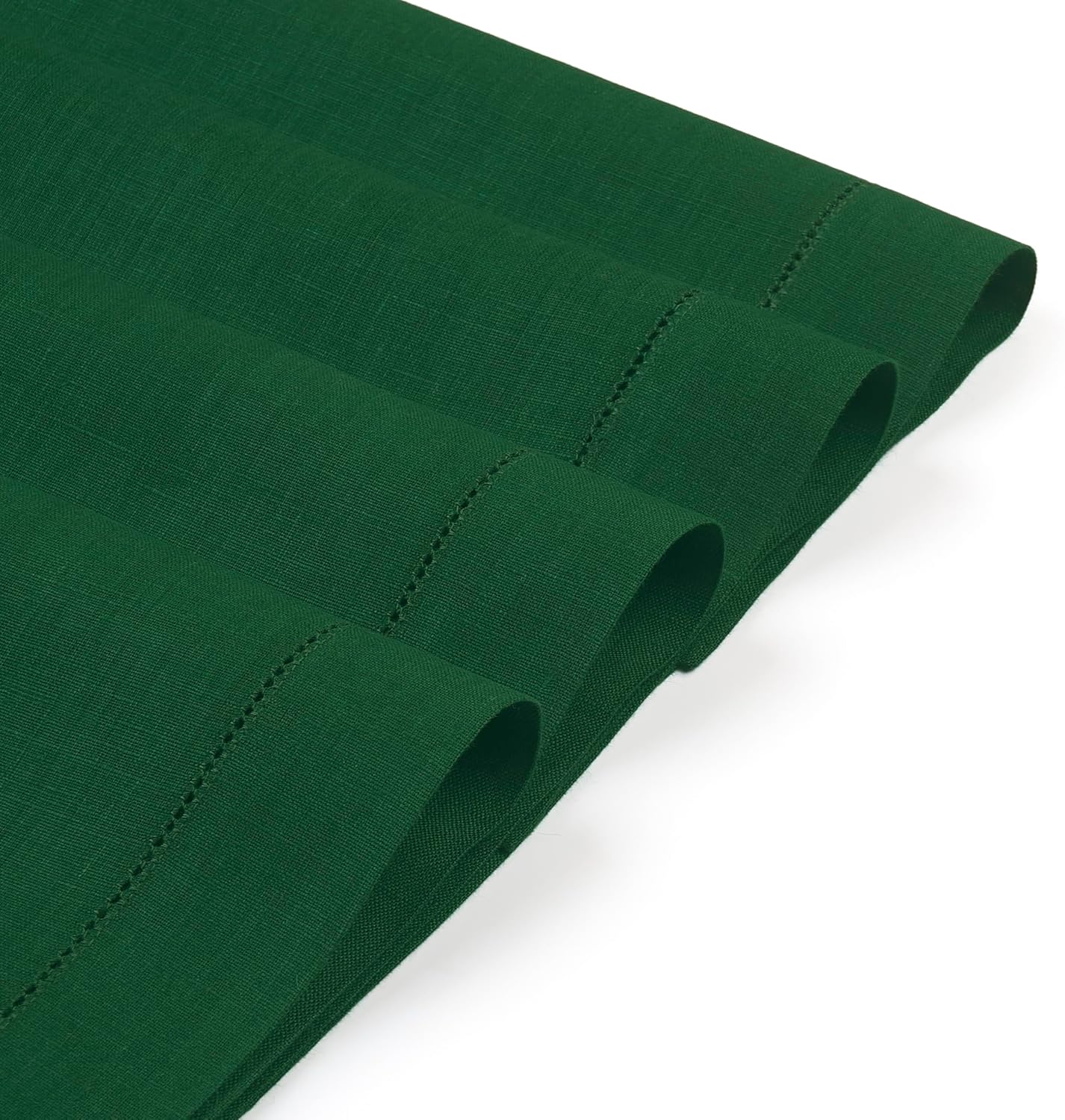 D'Moksha Homes Linen Placemats Set of 4 - Classic Hemstitch Forest Green Placemats 14 x 19 Inch - 100% Pure Linen Table Mats for Fall, Autumn and Halloween - Handcrafted and Machine Washable