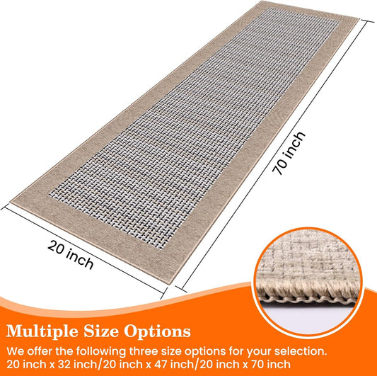 StepRite Kitchen Rugs, Kitchen Mats for Floor, 70"x20" Non-Slip Machine-Washable Kitchen Throw Rug, Absorbent Runner Rugs Office, Sink Standing Desk Mat, Decor Carpet, Khaki